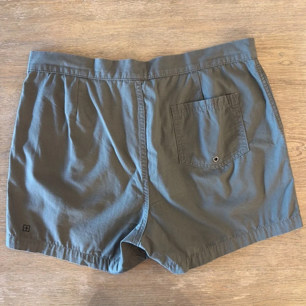 Ksubi Cotton Twill Flat Front Active Shorts-Men's Sz 34-Army Khaki Green-Hiking‎